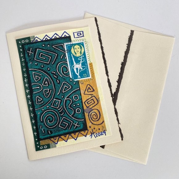 Collage Art Handmade Original Blank Greeting Card and Envelope Frame Ready - Picture 5 of 5